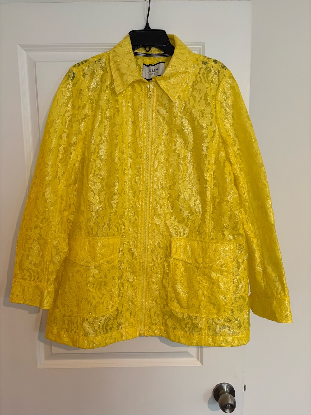 J. Crew Collection Yellow Lace Zip-Front Rain Jacket